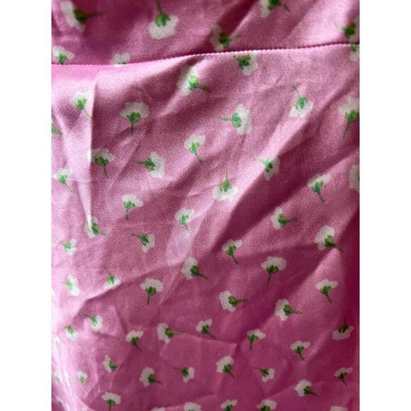 Zara Satin Floral Pink Slip Dress Adjustable Straps Size Medium - Picture 3 of 10